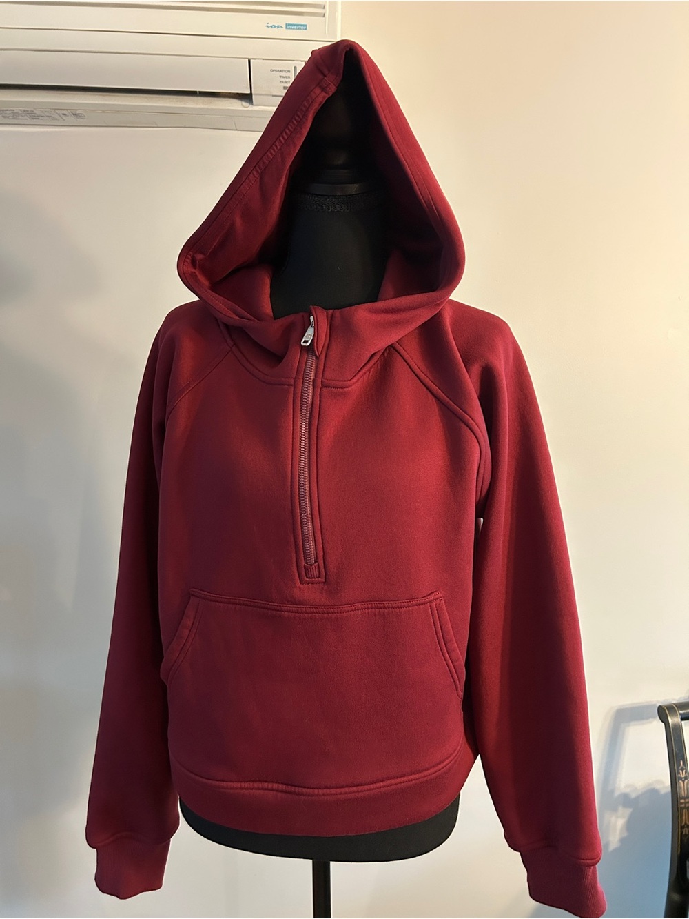 Half-Zip Hooded Sweatshirt in Burgundy